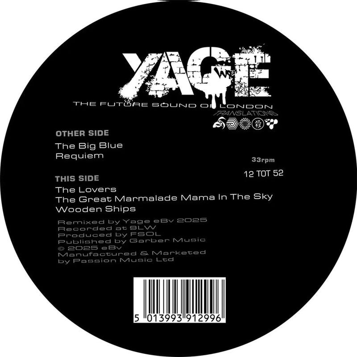 YAGE THE FUTURE SOUND OF LONDON 8211 Translations 8211 128221 EP 8211 Black Vinyl MAY 2